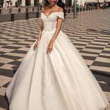 Wedding Dress 2026 New Word Shoulder Bridal Wedding Dress Sexy V-Neck Long Tail Wedding Dress HZ0517