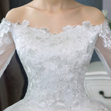 Wedding Dress 2025 New Summer Korean Version Of The Shoulder Bride Married In The Same White Lace Large Size Slim Thin Wedding Dress HZ0517
