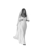 One-Word Shoulder-Singed-Faced Light Wedding Dress 2026 New Small Dress Simple Go Out Yarn Fishtail To Shoot Welcome Dress Dress Dress Woman HZ0517