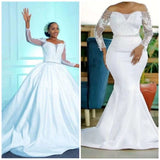 2026 New Long-Sleeved Mermaid Dress Can Be Detachable V-Neck High-Waisted Wedding Dress HZ0517
