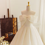 The Denjing Light Wedding Dress Is Simple Sweet Bow A Word Shoulder Art Exam Skinny Host Banquet Evening Dress Woman HZ0517