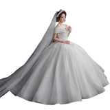 One-Word Shoulder Wedding Dress 2026 New Bride Tailed Temperament White Hebi-Style Small Man To Go Out Of The Sari System HZ0517