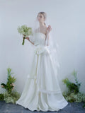 New French Elegant Princess Style Chest Thin And Verteous Wedding Dress Outdoor Lawn Photography Sweet Pong Yarn HZ0517