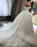 One-Word Shoulder Wedding Dress 2026 New Temperament Bride Starry Sky Small Tailer Family Dream Slimmed-Up Wedding Dress HZ0517