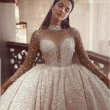 New Large-Size Perspective Braid Wedding Dress 2026 New Bead Sleeves Puffy Main Wedding Dress Long Tail HZ0517
