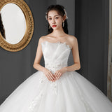 Wedding Bride Drag-Tailed Sexy 2025 New White Breast Lace Simple Fairy Temperament Wedding Dress F89 HZ0517