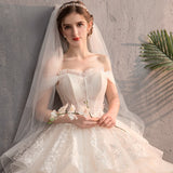 Main Wedding Dress Woman 2026 New Sen Bridal Wedding Simple V Collar Thin Shoulder-To-Shoulder Pavity HZ0517