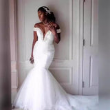 Bride Wedding Dress 2026 Word Shoulder Fishtail Tied Wedding Dress White Simple Dress Repair Hips HZ0517