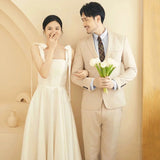 French Light Wedding Dress New Bride Simple Ribbon Go Out Yarn License Engagement Dress Dress HZ0517