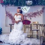 Wedding Dress African Mermaid 2026 Spring New Net Diamond Dressed Long Sleeved Big Tailed Bride Fishtail Wedding HZ0517