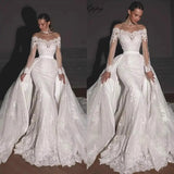 Wedding Dress 2026 New One-Word Shoulder Wedding Dress Skirt Leaking Back Sexy Lace Tail Wedding Dress HZ0517