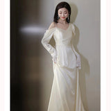 Japan And South Korea's New Light Wedding Dress With A Long-Sleeved Senior Light Luxury Small Welcome Dress HZ0517