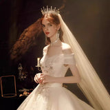 One-Word Shoulder Tail French Main Light Wedding Dress 2026 New Bridal Small Temperament Sen System Super Fairy Dream Simple HZ0517