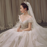 Starry Sky Main Wedding Dress 2026 New Bridal Temperament French Word Shoulder Long Tail Sen System Super Fairy Dream Small HZ0517