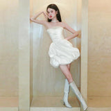 French Braed Light Wedding Dress Small Bridal Short-Sized Bridal Ponve Dress Registration Engagement White Evening Dress HZ0517