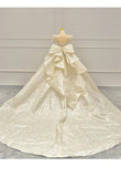 French Retro V-Neck Wedding Dress 2026 New Bride At The Runaway Princess Punt Skirt High-End Texture Small Tail Heavy Industry HZ0517