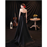 One Plus A Creative 2025 Black Tail Autumn Women's Dress Mid-Sleeved Sleeveless Wedding Dress HZ0517