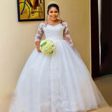 Lace Wedding 2026 New Long Temperament White Adult Dress Mid-Rise Princess Longsleeve Wedding HZ0517