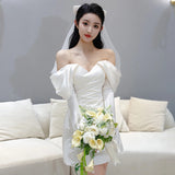 Japanese And Korean Densified Light Wedding Dress Bride Certificate Short Skirt Simple Travel To Shoot Small Man Dress HZ0517