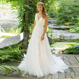 Shoulder Deep V Wedding Dress 2026 New Bridal Large Size Slim Long Tail Lace Beach Yarn HZ0517