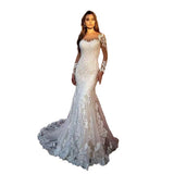 Wedding Dress 2026 New Sexy Deep V-Neck Fishtail Lace Wedding Dress Tail White Long HZ0517