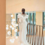 Sparkling African Mermaid Wedding Dress Long-Sleeved Lace Shiny Bridal Dress For Black Girls HZ0517