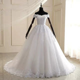 Bride One-Word Shoulder Main Wedding Dress 2025 New Large-Size White Thin Wedding Dress Wedding Dress HZ0517