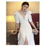 Korean-Style Stoodle Light Wedding Studio Photo-Themed Clothing V-Neck Toast Dress 2025 New Simple Tailing Dress HZ0517