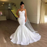 New Wedding Dress Bride White Sexy Sling Braped Fishtail Strap Wedding Dress High Sense HZ0517