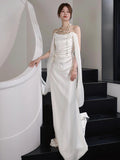 French Light Wedding Dress 2026 New Bridal Simple High-Grade White Smeared Chested Densate Go Out To The Eupa Dress Of The Yarn HZ0517