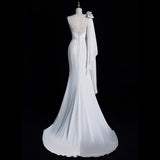 French Light Wedding Dress Super Fairy New Bride Single Shoulder Yarn Light Luxury Thin Fishtail Dress Dress HZ0517