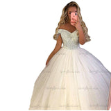 2026 White Beaded Wedding Dress With Tulle Dress Bridal Dress Ivory Dress Main Yarn Spring HZ0517