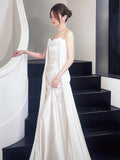 French Light Wedding Dress 2026 New Bridal Simple High-Grade White Smeared Chested Densate Go Out To The Eupa Dress Of The Yarn HZ0517