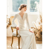Horn Sleeve Light Wedding 2026 New Long Simple Bride French Simplicity Wedding Dress Evening Dress HZ0517