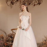 Bride Wedding Yarn 2026 Spring Rice White Densate Engagement Temperament Long Dress Skirt Simple HZ0517