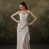French Light Wedding Dress 2026 New Bridal Thighs Yarn White Fishtail Dress HZ0517