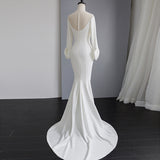 Evening Dress New Shoulder Fishtail Skirt Long Sleeves To Wear Small Tailed Fashion Simple Toasting Lady HZ0517