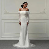New Wedding Dress African Mermaid Body-In-Command Elegant Fishtail Long Embroidery Tying HZ0517