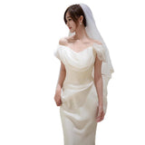One-Word Shoulder Light Wedding Dress Bride 2026 New Super Xiansen Lined Go Out Of The Yarn French High-End Fishtail Welcome Dress Dress HZ0517