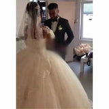 Bridal Skin Color Net Long Sleeve Wedding Dress Embroidered Simple Round And Round Sexy 2026 New Wedding Dress HZ0517
