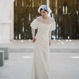 French Light Wedding Dress Long Sleeves And Tails Simple Travel Shot White Thin Lace Premium Sense Of The New Bride Out Of The Yarn HZ0517