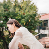 Travel Shot Light Wedding Dress Sen Series Simple White Denoodle Evening Dress Woman 2026 New Long Sleeve Wedding Yarn HZ0517