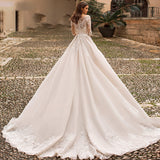 French High-End Lace Wedding Dress Word Shoulder Thin 2026 New Bride Simple Atmospheric Tailing Yarn Light HZ0517