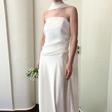 Brased Light Wedding Dress 2026 New Bride Simple Densate French Style Small Retro Go-Out White Tail Dress HZ0517
