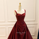 Wine Red Toast Elegant Evening Dress Slings Double-Shouldered French Style A Skirt HZ0517