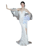 French Lace White Light Wedding Dress 2025 New Fish Tail Light Dinner Engagement High Sense HZ0517