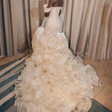 Fashion New Wedding Dress Braided Heavy Industry Lotus Leaf Side Bridal Dress Wedding Dinner Party HZ0517