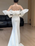 French Word Shoulder-Senselyny Light Wedding Dress Bride Simple Mori High-Quality Fishtail Welcome Dress Dress Yarn HZ0517