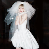 French-Style Densate Light Wedding Dress High-End Smear Temperament Simple Short License Niche White Dress Dress Dress Small HZ0517