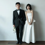 French Brated Light Wedding Dress Bridal High-End Simple Densate Certificate Registration Small White Dress Engagement White Dress HZ0517